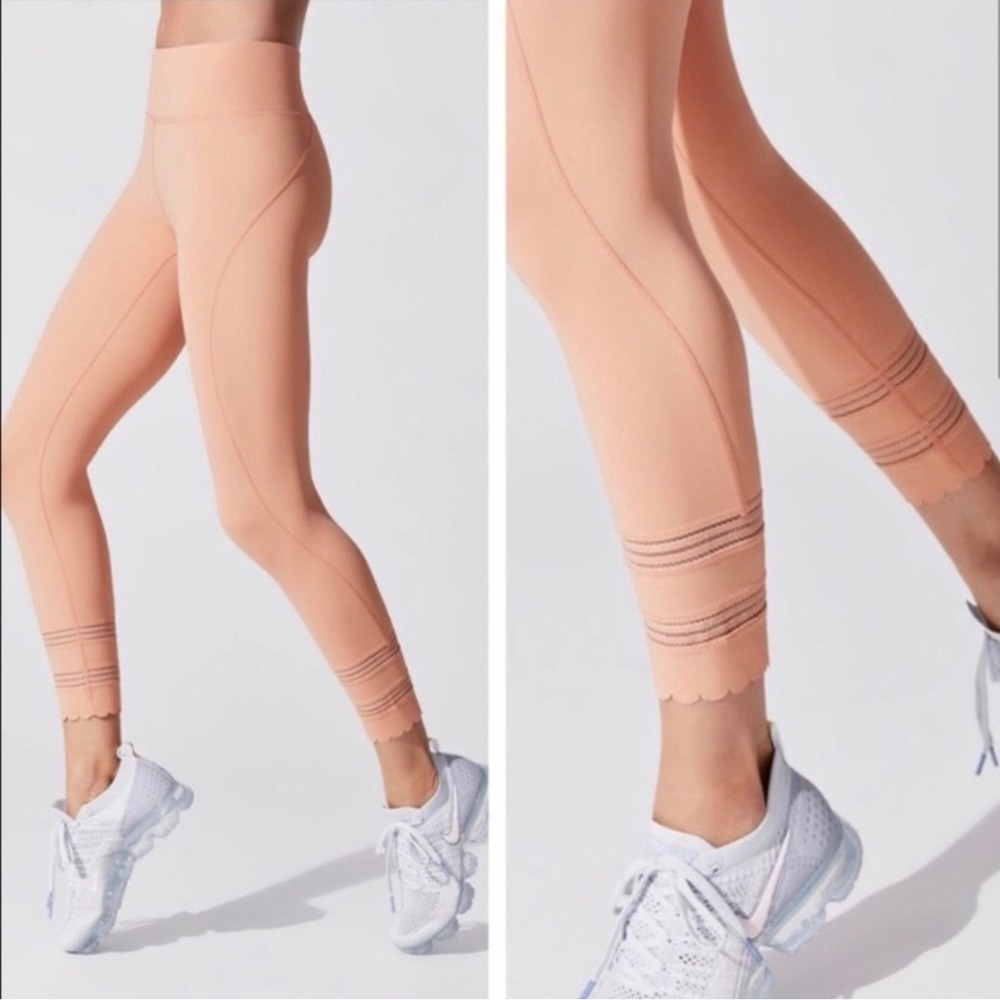 Free People FP Movement Genesis High-Rise Scallop Leggings 7/8 Length Sand S